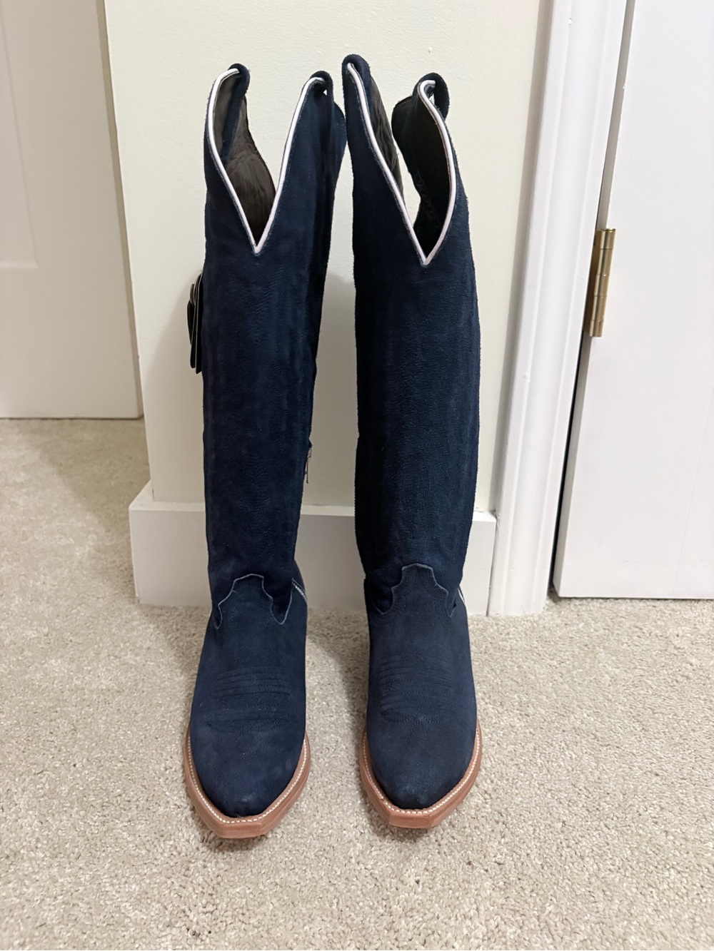 Navy Suede Tall Western Cowboy Boots from Rockem - Picture 2 of 6